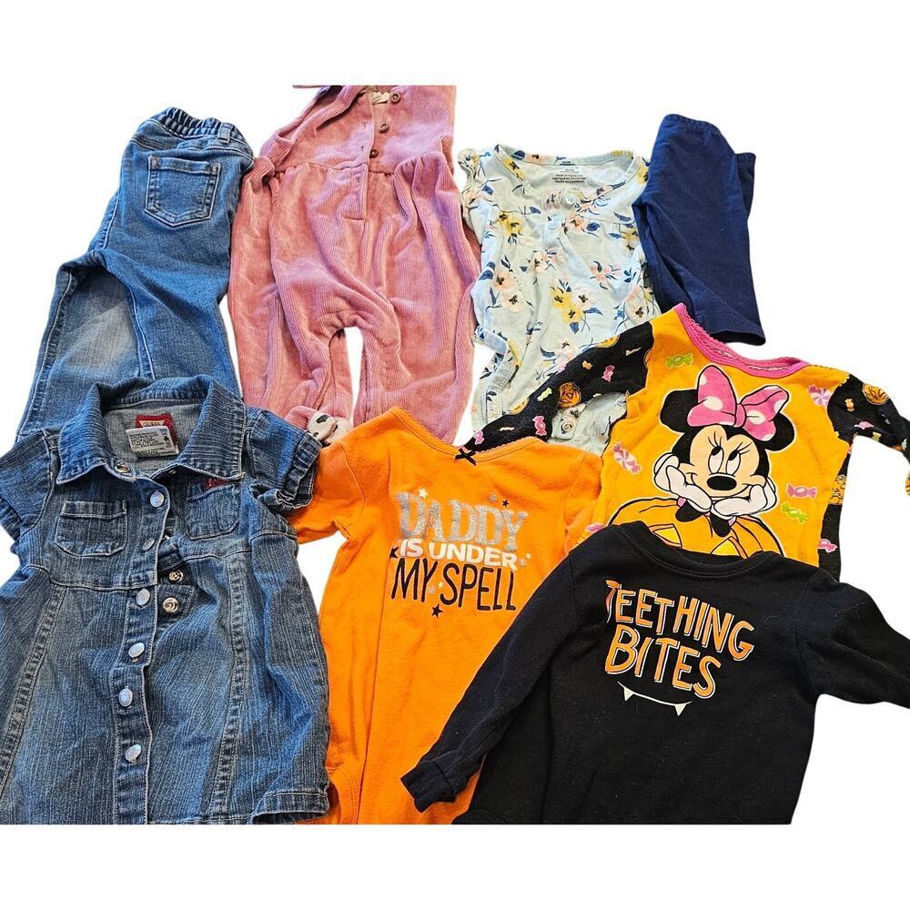 6 - 9 month Halloween fall baby lot bundle pants pajamas dress overalls mixed br